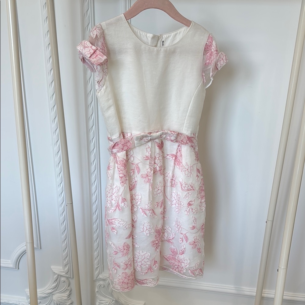 Fleurisse Marianne Ortensia girls pink lace dress sz 6Y